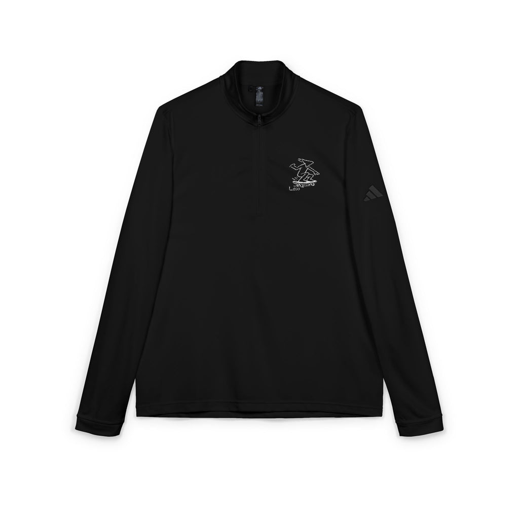 Embroidered Quarter-Zip Pullover — Minimalist White Adidas Pullover