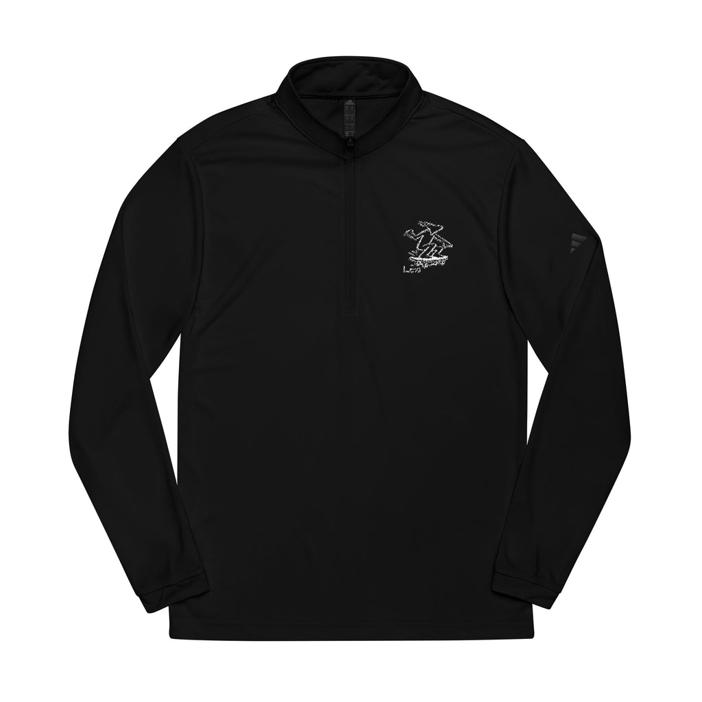 Embroidered Quarter-Zip Pullover — Minimalist White Adidas Pullover