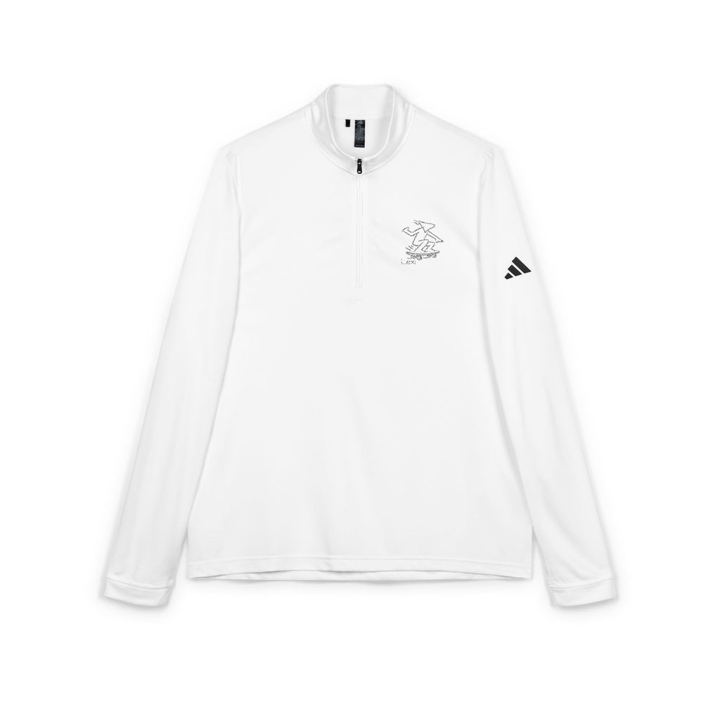 Embroidered Quarter-Zip Pullover — Minimalist White Adidas Pullover
